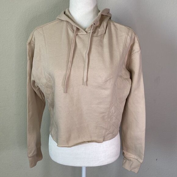 Wild Fable Cropped Quilted Panel Tan Hoodie XS - Picture 5 of 8